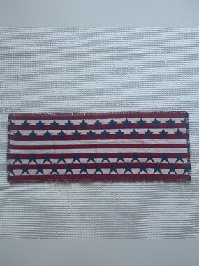 Stars & Stripes Patriotic Woven Table Runner Red White Blue 4th of July
